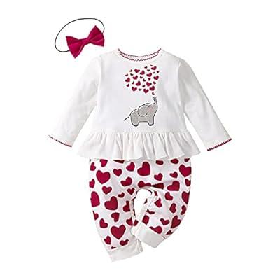 Best Deal for Newborn Baby Girl Valentines Outfits Heart Jumpsuit