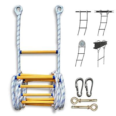 Emergency Fire Escape Ladder Safety Rope with Hooks Kids Adults Fast to  Deploy