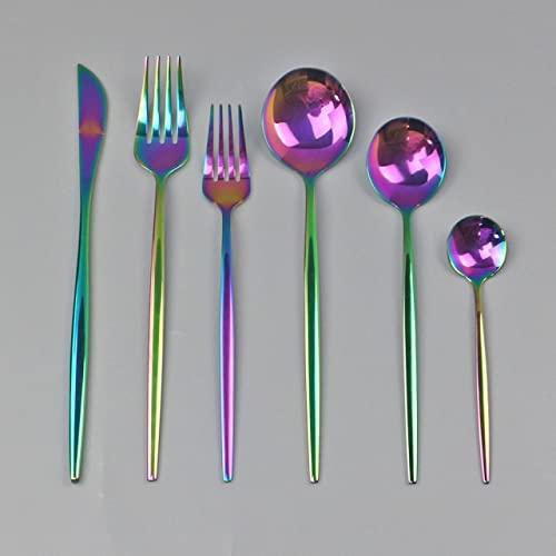 Stainless Steel Cooking Serving Spoon Sets with Plastic Handle 6PCs  (Multicolor)