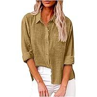 Algopix Similar Product 18 - Womens Cotton Linen Button Down Shirts