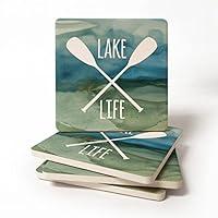 Algopix Similar Product 3 - Lake Life Oars Square Coaster Set