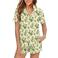 Algopix Similar Product 4 - Suhoaziia Cactus Pattern Womens Pajamas