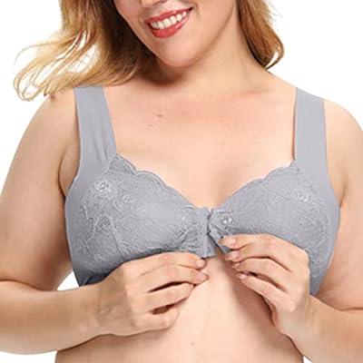 DELIMIRA Women's Wireless Bra Plus Size Support Lace Unlined Cotton Full  Coverage White 34B at  Women's Clothing store