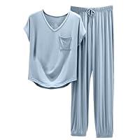 Algopix Similar Product 19 - Pajamas for Women Set Short Sleeve V