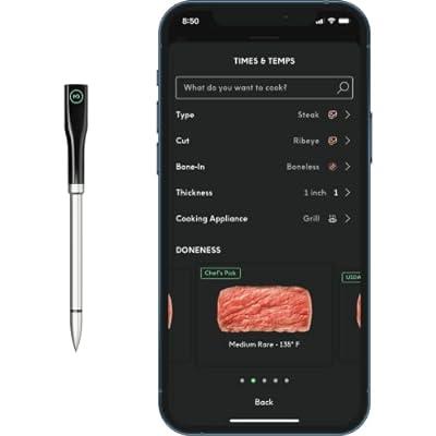  Chef iQ Smart Thermometer Add-on Probe No. 2 - Bluetooth/WiFi  Enabled, Allows Monitoring of Two Foods at Once, for Grill, Oven, Smoker,  Air Fryer, Stove, Must Be Used with Smart Hub (