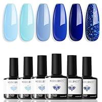 Algopix Similar Product 4 - modelones Blue Gel Nail Polish Set 6