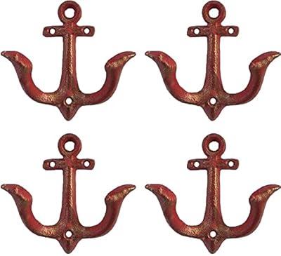 Best Deal for Cast Iron Marine Anchor Wall Hooks, Antique Nautical Coat