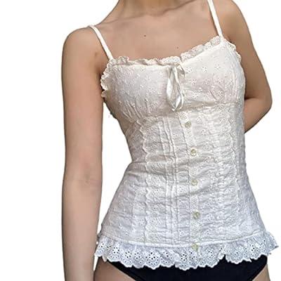 Best Deal for Fairy Grunge Cami Top Y2k Women Lace Aesthetic Vintage Sexy