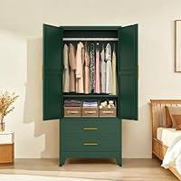 Algopix Similar Product 4 - PAOFIN Green 71 Metal Armoire Wardrobe