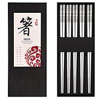 Algopix Similar Product 6 - AKONEGE 5 Pairs Metal Chopsticks