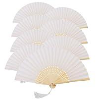 Algopix Similar Product 12 - Metable 8pcs Folding Fan White Silk