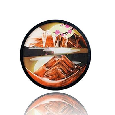 7in Flowing Sand Painting, Sand Art Liquid Motion Sand Pictures In Motion  3D Dynamic Round Glass Sand Frame Flowing Sand Picture Desktop Art Toys for  Home Office Decor 