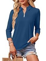 Algopix Similar Product 11 - GEMLON Womens 34 Sleeve Tops V Neck