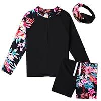 Algopix Similar Product 17 - BAOHULU Girls Rash Guard 3 Pieces