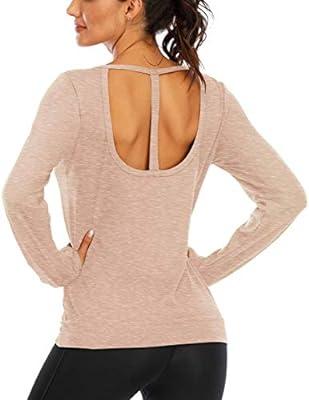 Best Deal for ICTIVE Womens Workout Shirts Long Sleeve Open Back