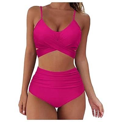 Womens High Waisted Bathing Suits Top String with Bottom Sexy Slimming  Swimwear Athletic with Boyshort Bottom