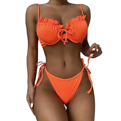 Bathing Suit for Women Summer Sexy Deep V Elastic Bikini Set Beach