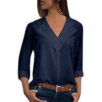Algopix Similar Product 20 - KYLEON Women Shirts V Neck Roll Sleeve
