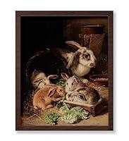 Algopix Similar Product 18 - Monem Art Vintage Rabbits Painting