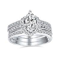 Algopix Similar Product 20 - 2CT Solitaire Marquise AAA CZ Pave Band