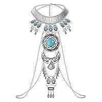 Algopix Similar Product 2 - Boho Statement Turquoise Necklace