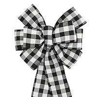 Algopix Similar Product 15 - Black White Buffalo Plaid Wreath Bow 