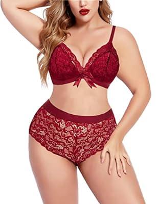 Best Deal for Avidlove Plus Size Lingerie Bra and Panty Set Two