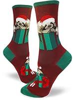Algopix Similar Product 3 - ModSocks Womens Santa Sloth Crew Socks
