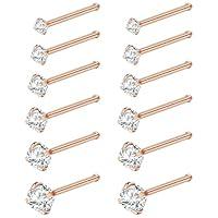 Algopix Similar Product 3 - WINSENET 12Pcs Nose Rings Studs 22G