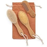 Algopix Similar Product 17 - Natural Baby Hair Brush Set  Wooden