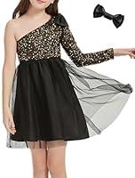 Algopix Similar Product 13 - EXARUS Girls Fancy One Shoulder Sequin