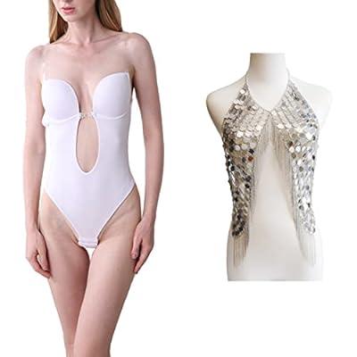 Sexy White Bodysuit Plunge Shaper Bodysuit For Women With
