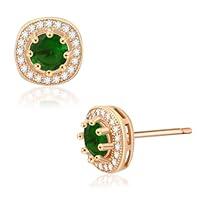 Algopix Similar Product 3 - Emerald Earrings Gold Stud Earrings for