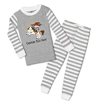 Custom Boy & Girl Cotton Toddler Pajamas Cowboy White Horse Brown