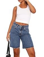 Algopix Similar Product 7 - Pivanzore Baggy Jean Shorts Women Y2k