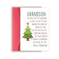 Algopix Similar Product 2 - YiKaLus Merry Grandson Christmas Card