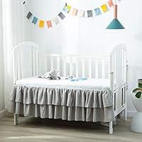 Algopix Similar Product 12 - JSD Grey Ruffled Crib Bed Skirt Double