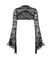 Algopix Similar Product 3 - Allpunkall Goth Lace Shrug Crop Women