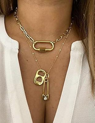 16 Matte Gold Carabiner Necklace, 3 Ext.