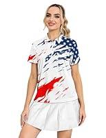 Algopix Similar Product 7 - Yfduk Womens Golf Shirts American Flag