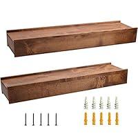 Algopix Similar Product 12 - Rustic Solid Wood Floating Shelves