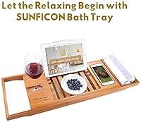 Algopix Similar Product 6 - SUNFICON Bamboo Bath Tray Bathtub Caddy