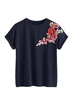 Algopix Similar Product 1 - Romwe Womens Floral Embroidery Cuffed