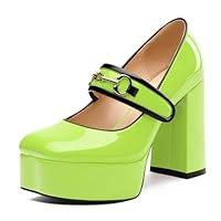 Algopix Similar Product 14 - MERRORI Lime Green Mary Jane Shoes for