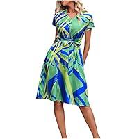 Algopix Similar Product 8 - Women Summer Dress Short Sleeve VNeck