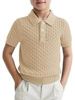 Algopix Similar Product 19 - Haloumoning Boys Cable Knit Polo Shirt