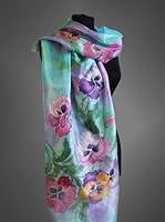 Algopix Similar Product 10 - Pansy silk scarf Hand painted scarf