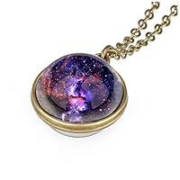 Algopix Similar Product 18 - Galaxy Pendant Necklaces Nebula Double
