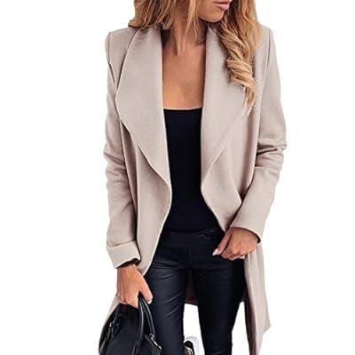 Best Deal for Ladies Casual Coats with Oversize Solid Color Belt Autumn