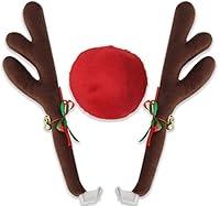 Algopix Similar Product 1 - OxGord Car Reindeer Antlers  Nose 